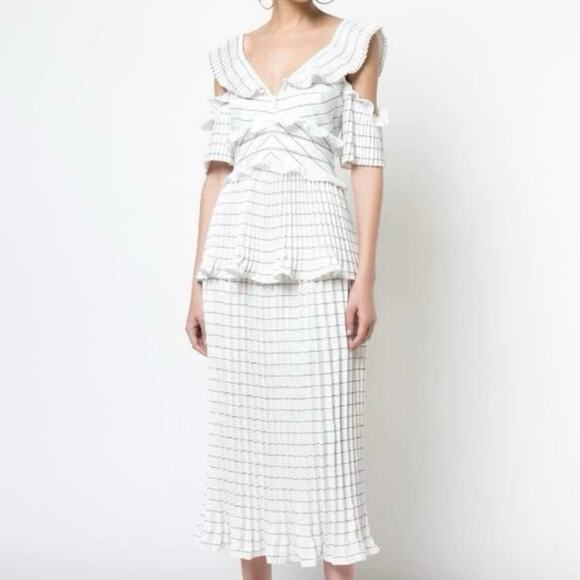 SELF PORTRAIT Monochrome Striped Dress - Picture 1 of 8